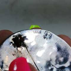 Silver Tone MOP Abalone 1-7/8″ Broche Alpaca Round Brooch Mother of Pearl