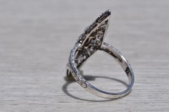 Antique Art Nouveau Style LabCreated Diamond Art Deco Engagement 14K GoldFN Ring