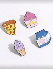 New SET OF 4 ADVENTURE TIME As FOOD Pins LUMPY Brooch FINN Jake BUBBLEGUM Pin