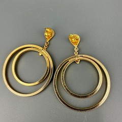 Vintage Drop Hoop Earrings Lot Multi Layered Circle Gold Silver Tone Pierced