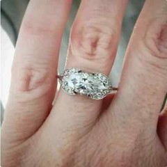 Art Deco Style Marquise Cut Lab Created Diamond 14K White Gold FN Wedding Ring