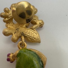 Vintage Jay Strongwater Flower Basket Dangle Rhinestone Statement Pin USA