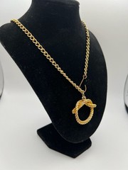 Vintage Gold Tone Rope Knot Pendant Necklace