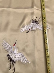 Scarf/Shawl 100% silk, with 2 needlework cranes, approx. 59” x approx. 13 1/2” w