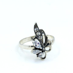 Vintage Luxury RING Silver 925 with Bright Stones-size: 9.5US(19.5mm) Ukraine#79