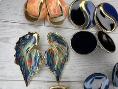 Vintage 1980s 1990’s Enamel Pierced Earrings Lot Of 16 Unmarked