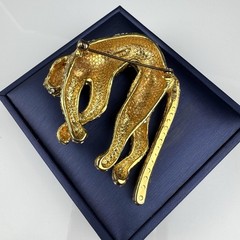 Vintage 1960’s Signed CINER Tiger Large Brooch Enamel Stripes Rhinestone