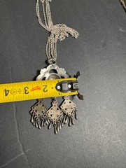 Vintage Tinn Per Necklace Norway Pewter Pendant Silver Tone Modernist Signed