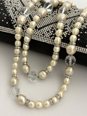 Vintage YSL Yves Saint Laurent Necklace Long Opera Faux Baroque Pearl Choker