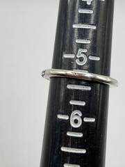 VINTAGE STERLING SILVER 925 RING WITH EMERALD CUT HALO SETTING, SIZE 5.25