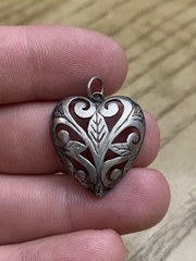 Vintage Jezlaine Sterling Silver 925 Floral Open Work Heart Pendant
