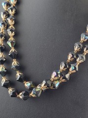 Vintage Lucite Faceted Black Aurora Necklace Mid Century Decorative Clasp 19″