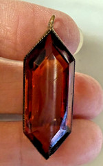 Antique Vintage unusual garnet red glass vermeil hexagonal Pendant