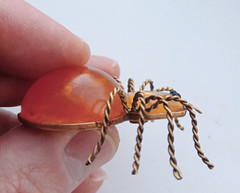 Vintage Spider Brooch Amber Color Resin. Made in the USSR