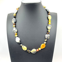 VTG Necklace Bumblebee Jasper and Other Jasper Stones Yellow Orange Toggle Clasp