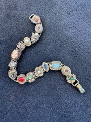 Gorgeous Vintage 1960’s GOLDETTE Gold Victorian Revival Slide Charm Bracelet