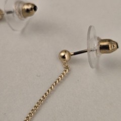 Delicate Rope Teardrop Drop Earrings Gold Tone Post Vintage Dainty Chain Boho