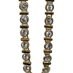 Clear Crystal Bezel Tennis Bracelet Gold Tone 7 Inches Vintage Unsigned Sparkly!