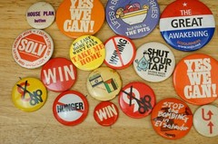 Vintage Lot Pinback Buttons Protest Political Environment Stop Hunger Yes We Can