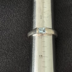 Vintage 925 Sterling Silver Natural Blue Topaz Bezel Modernist Band Ring Sz 9.75