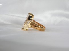 Vintage Sterling Silver 925 Gold on Huge Baguette CZ Statement Ring Size 9