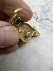 VTG Jackie Collins Panther Earrings Green Eyes Gold Tone Clip Designs Signed