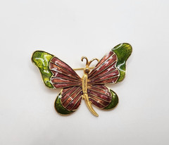 Vintage Gold tone Brooch Lot 4 pieces Crown Trifari MFA Butterfly Leaf Star
