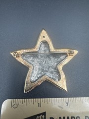 JJ Jonette Star w/Embossed Moons Stars Silver tone with Gold Tone Trim Brooch