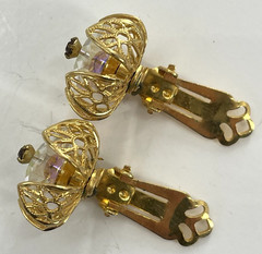 Juliana Delizza Elster Gold Tone Topaz Margarita Navette Brooch Earring Set