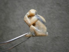 Carved Soapstone Speak No Evil Monkey with Hole Vtg Bracelet Charm Pendant 4.3g