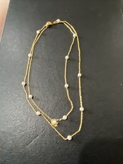Nolan Miller Necklace Faux Pearl Gold Tone Chain Signed 30 In