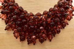 Yosca Vintage Amber Lucite Bead Cluster Statement Necklace Bib Signed 80s Bin3B