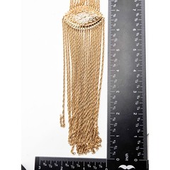 Rare Vintage Monet Sculptural Multi Strand Tassel Statement Necklace Gold Tone