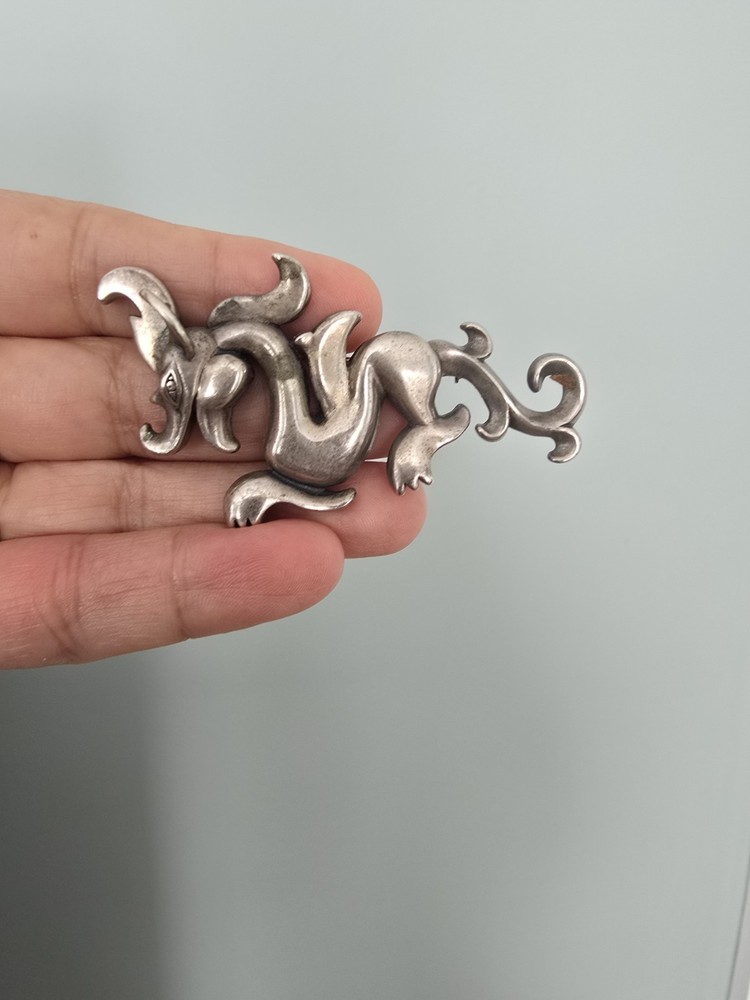 Signed Metropolitan Museum of Art MMA Sterling Silver 925 Dragon Pendant Brooch