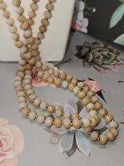 #2073, CHRYSANTHEMUM FOSSIL CORAL VINTAGE RARE NECKLACE 56″IN, GOLD PLATED