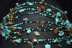 Vintage? Genuine Turquoise And Tiger Eye Nuggets Beads Necklace 19.5″L
