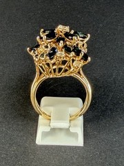 Antique 14k Yellow Gold Multiple Sapphire and Diamond Cluster Ring Size 8