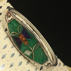 MOP Floral Cuff Bracelet Mother of Pearl Other Inlay Signed Alpaca Mexico Small