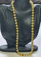 Vtg Golden Glowing Rutilated Quartz Round Bead Strand Double Tied Necklace 22″