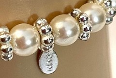 RMN Vintage Silver-Tone and Faux Pearl Stretch Bracelet