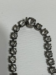 VTG Art Deco Clear Rhinestone Choker Necklace in Silver Tone Prong Settings