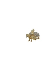 JOAN RIVERS Classics Gold Tone Green Eyed Clear Rhinestone Bumble Bee Brooch Pin