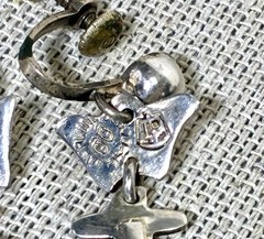 Taxco Silver Fish Dangle Earrings signed IP with Eagle Modernist Screw Back