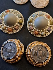 Vintage Lot of 8 Pairs CLIP-ON Gold/Silver Tone Red/White Varied Earrings Lot J7