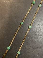 Vintage Trifari Faux Jade & Gold Tone Necklace