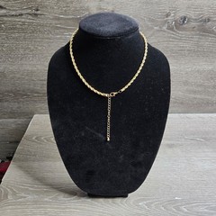 Gold Tone Rope Chain 15in Necklace Vintage Style Twisted Link – Unisex 3mm 15 in