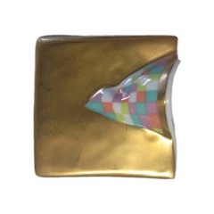 24kt Gold Glazed Porcelain 1980s Germany Hallmarked Rosenthal Brooch Modern Art