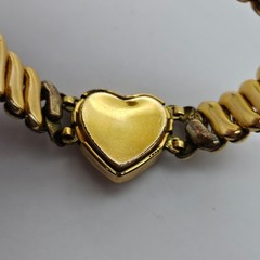 Vintage Marathon Heart Sweetheart Expansion Bracelet Gold Floral Etched