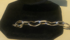 Vintage Modernist 950 Fine Silver Oval Link Bracelet 7.5″ Hand Hammered 10.8g