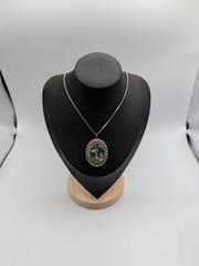 Vintage Filagree Double Locket Lucite Sea life Theme Silver Tone Necklace